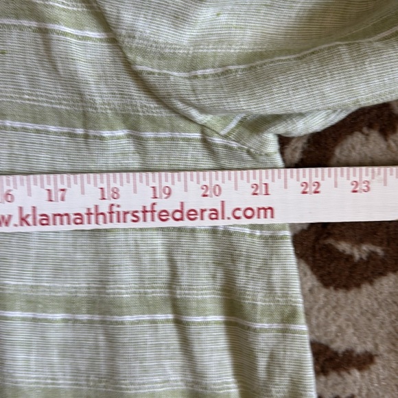 Habitat Contrast Striped Linen Button Front Blouse Top Womens L Lagenlook Beach - Picture 9 of 9